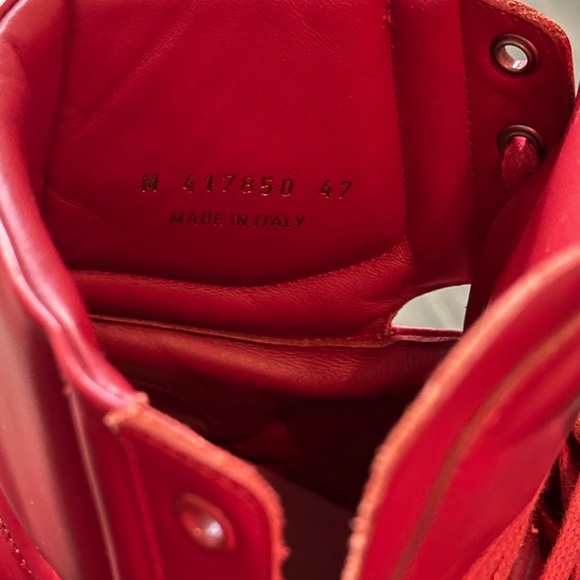 SAINT LAURENT RED Leather HIGH-TOP Sneakers Shoes EU-47 US-13.5-14 - Picture 2 of 6